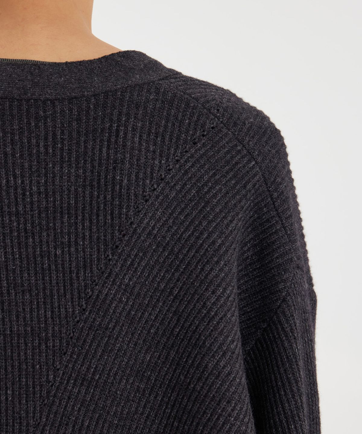 유스(YOUTH) Oversized Irregular Knit Cardigan - Charcoal Grey