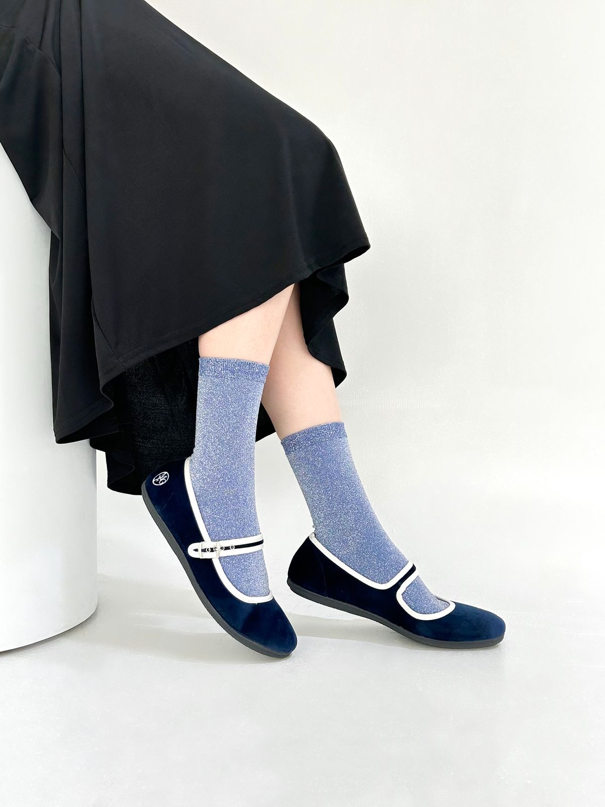옐로우삭스(YELLOWSOCKS) 글리터 삭스 실버 블루