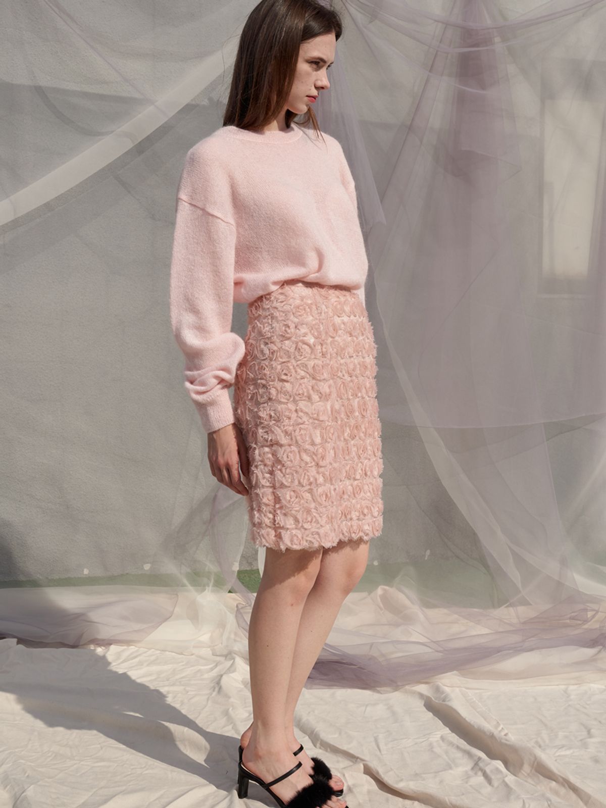 쏘리, 투 머치 러브(SORRY, TOO MUCH LOVE) RosieRose Lace H Line Skirt_Pink