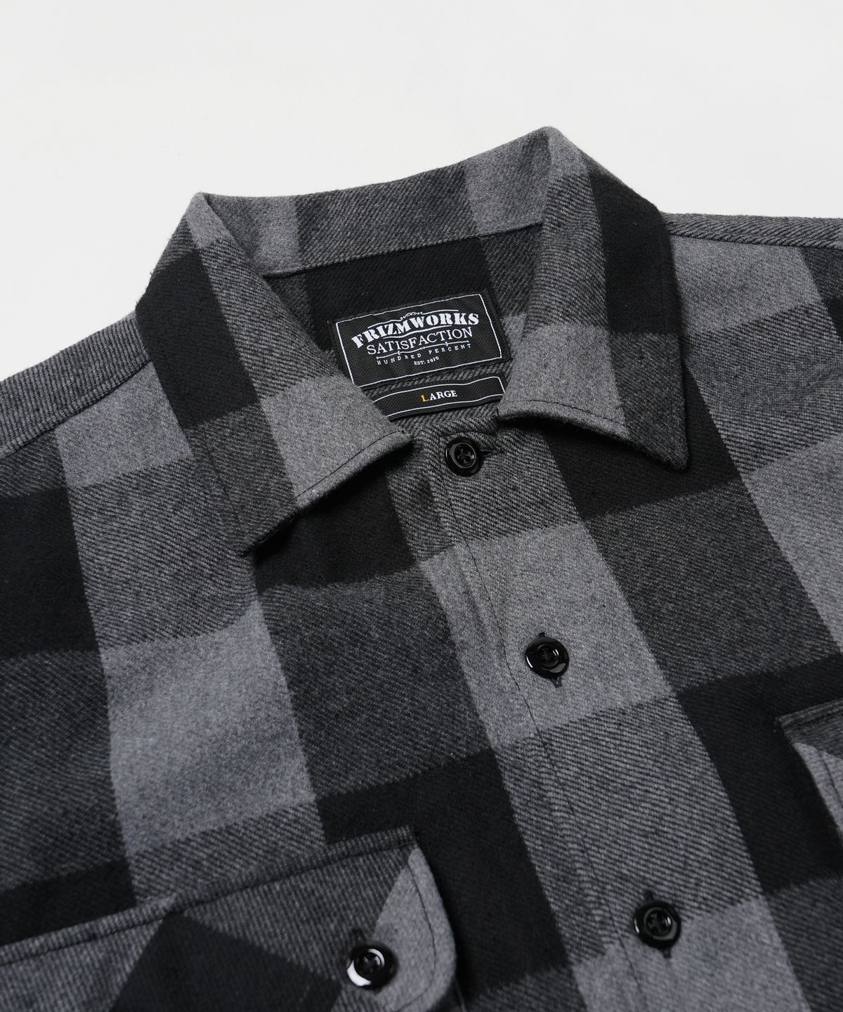 프리즘웍스(FRIZMWORKS) BUFFALO CHECK SHIRT JACKET _ BLACK