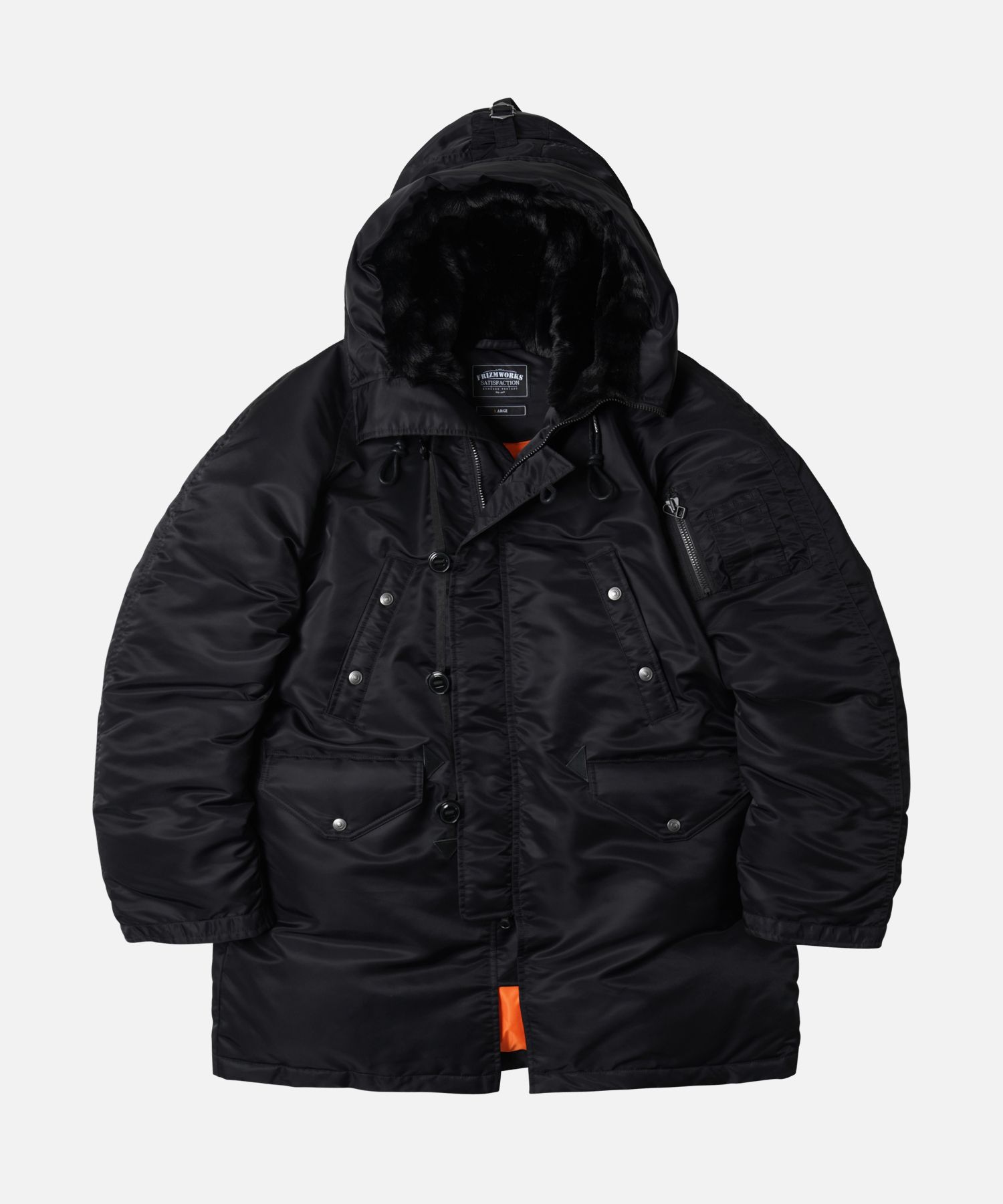 MUSINSA | FRIZMWORKS HEAVY NYLON N3B PARKA _ BLACK