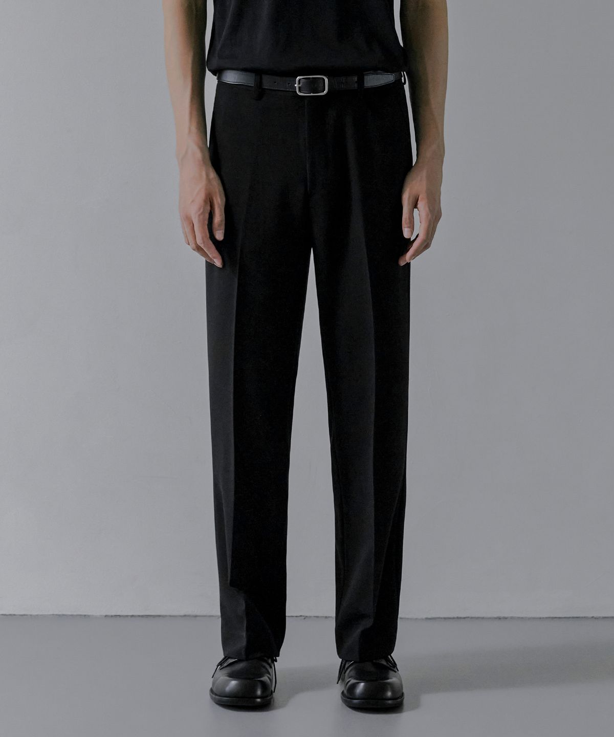 브랜디드(BRANDED) 203 SOLID SILHOUETTE WIDE PANTS [BLACK]