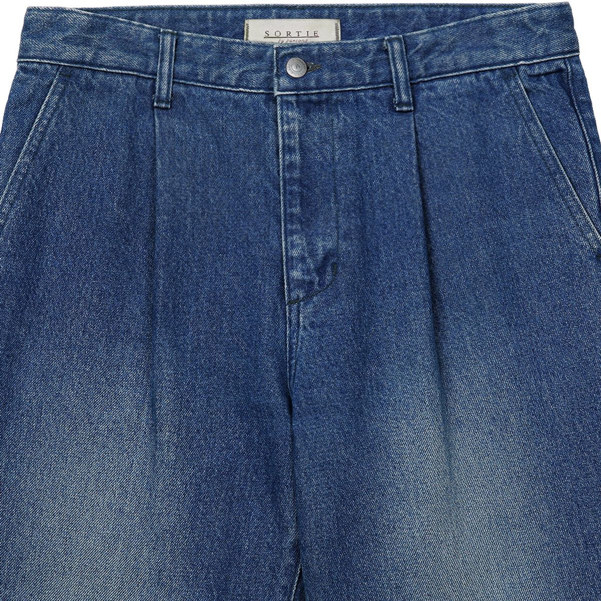 솔티(SORTIE) Kipas denim One Pleats Trousers (Blue)