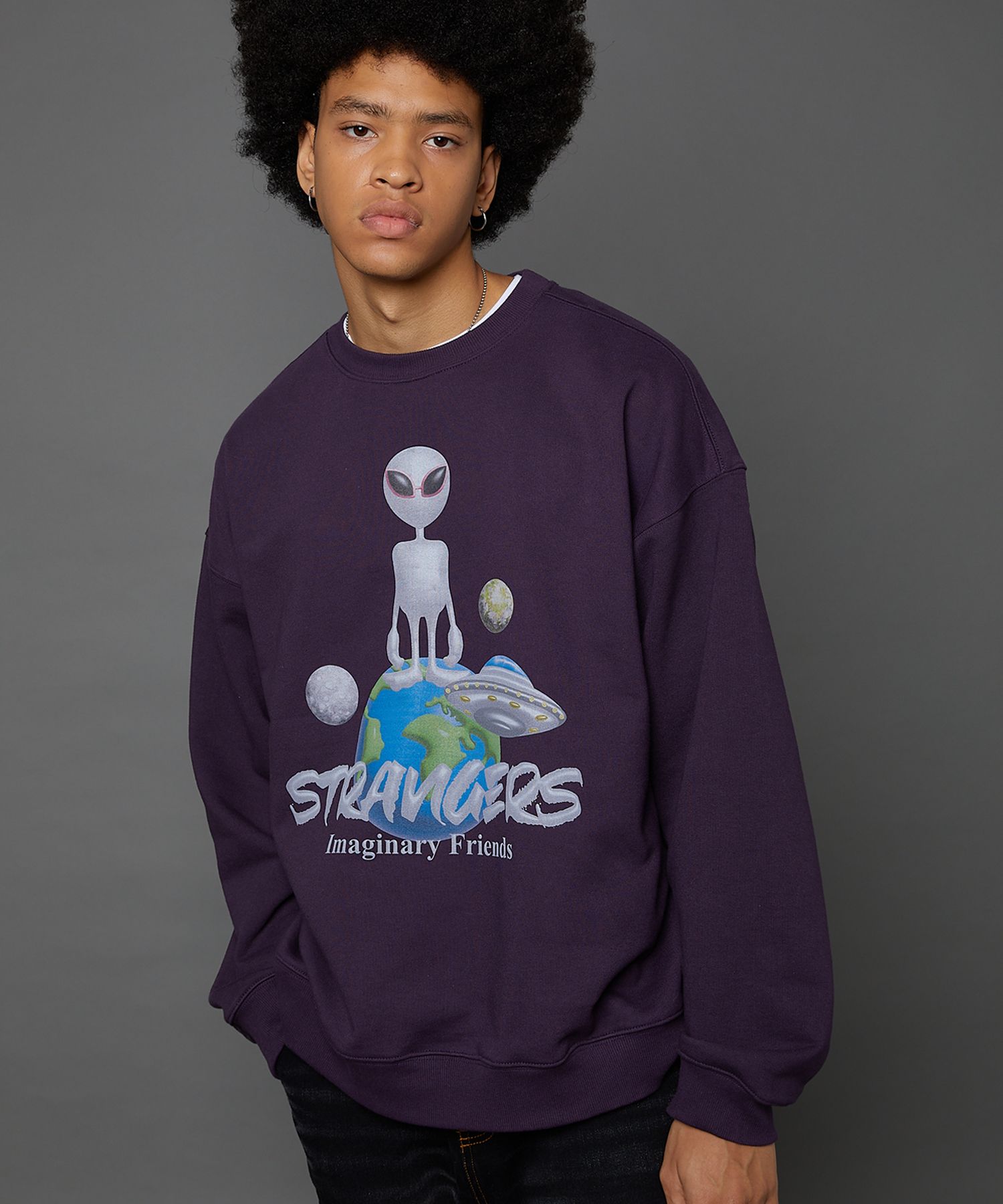 ★HOODHOOD★ Alien Universe Artwork Overfit Sweatshirt Deep MUSINSA | HOODHOOD Alien Universe Artwork Overfit Sweatshirt