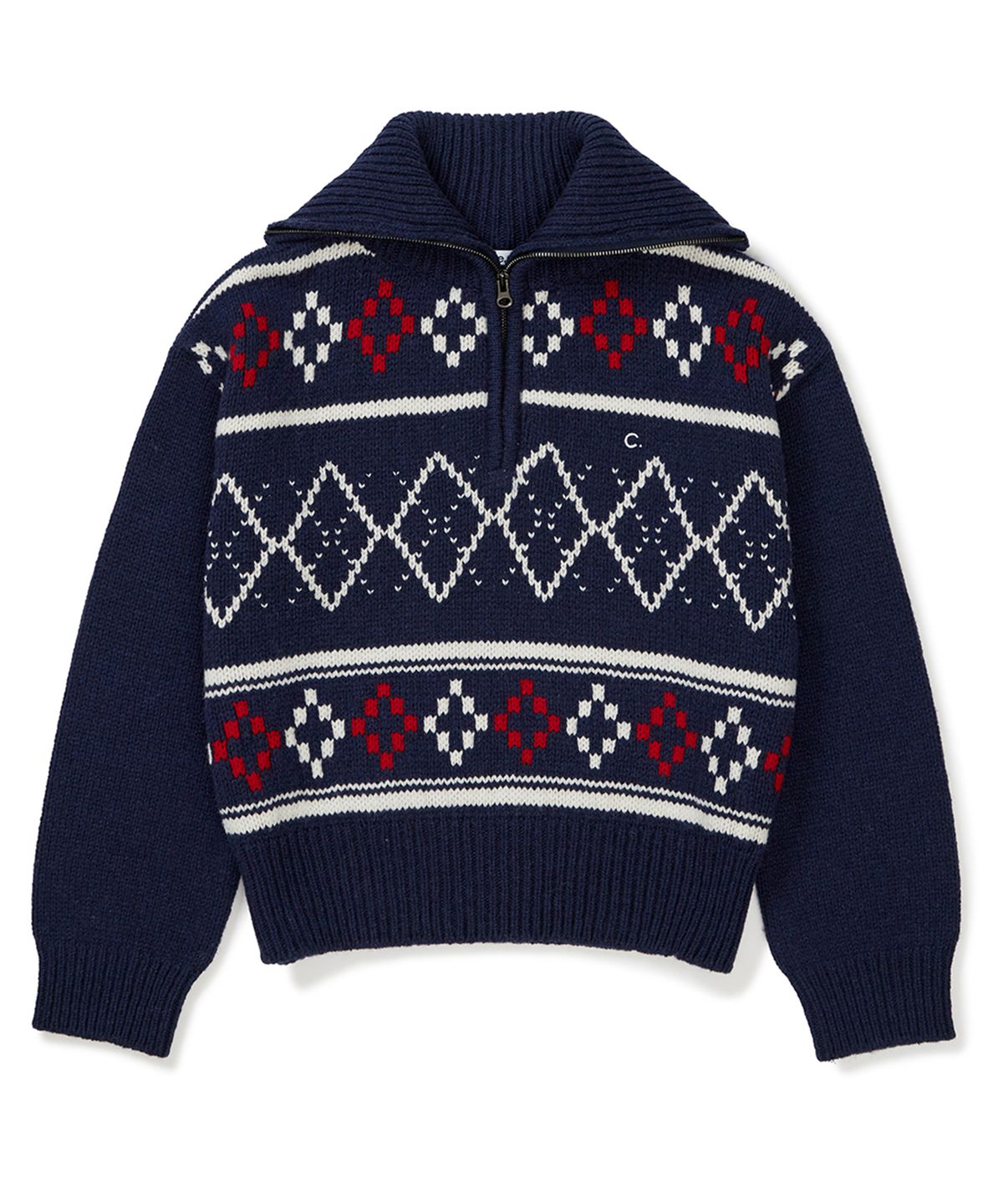 클로브(CLOVE) [23FW clove] Nordic Half-Zip Knit (Navy)