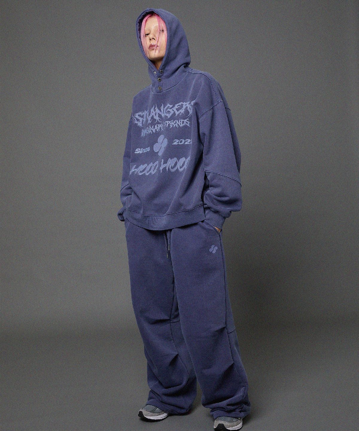 후드후드(HOODHOOD) 피그먼트 로고 후드 더스트블루