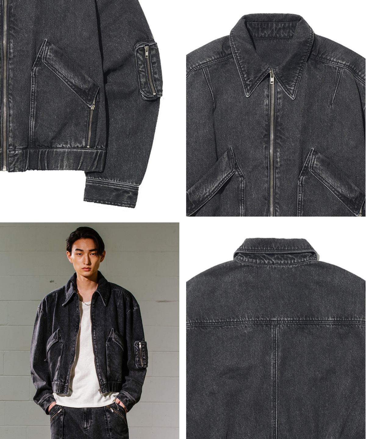 빅유니온(BIG UNION) M-ZIPPER JACKET / BLACK DENIM