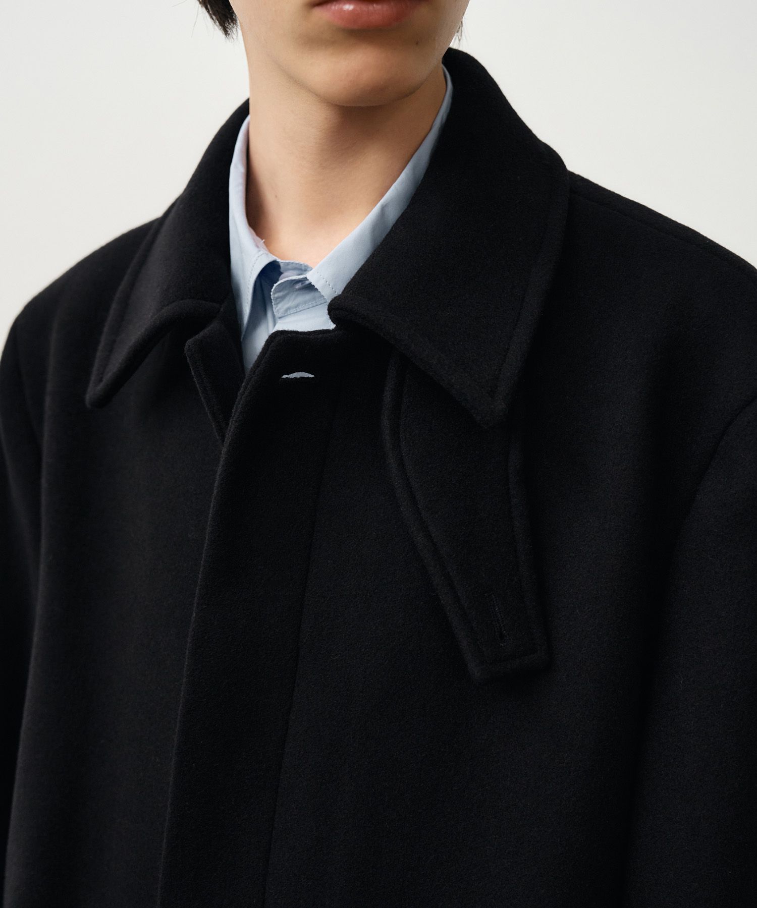 MUSINSA | DRAW FIT Premier Wool Balmacan Chester Coat [BLACK]