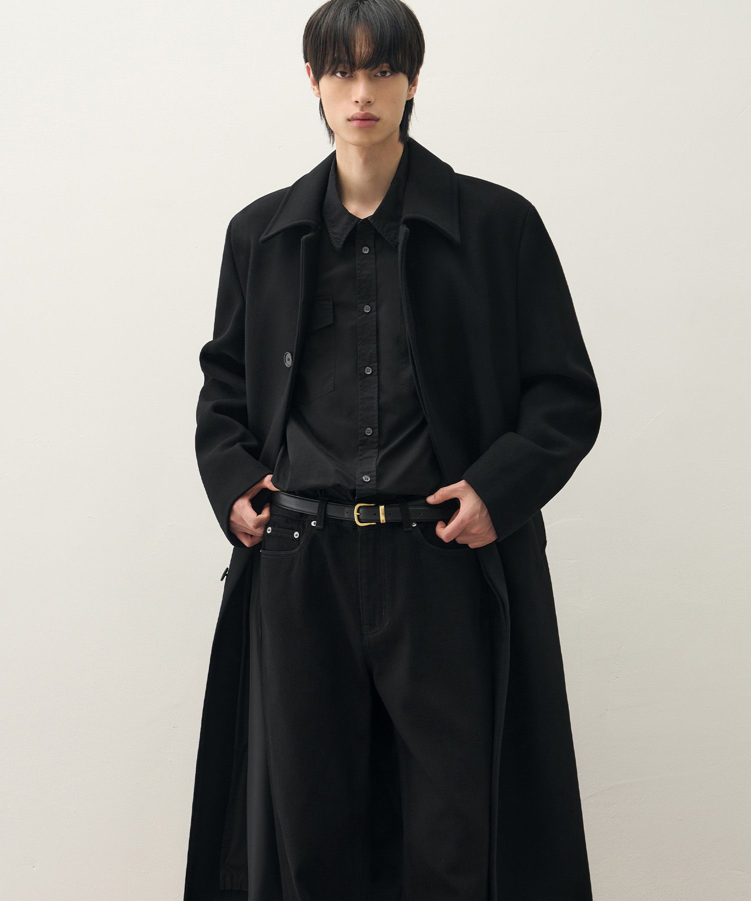 MUSINSA公式 | DRAW FIT Premier Wool Balmacan Chester Coat [BLACK]