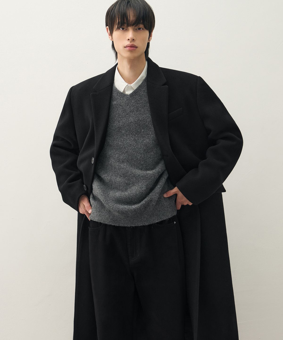 드로우핏(DRAW FIT) 프리미어 울 싱글 체스터 코트 [BLACK]
