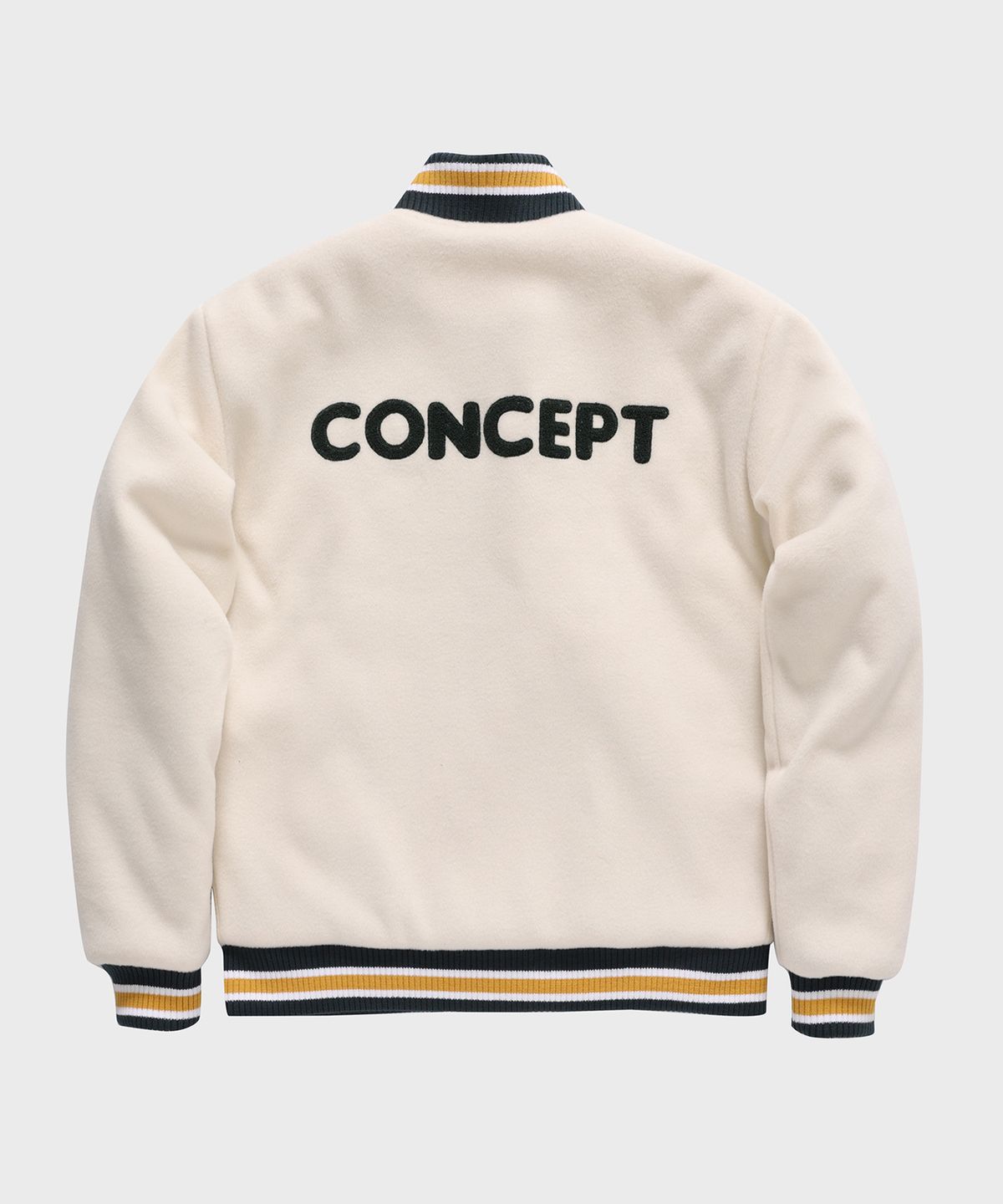 컨셉트컬리지(CONCEPTCOLLEGE) 올 아이보리 학사모 패치 바시티 자켓 [남녀공용]