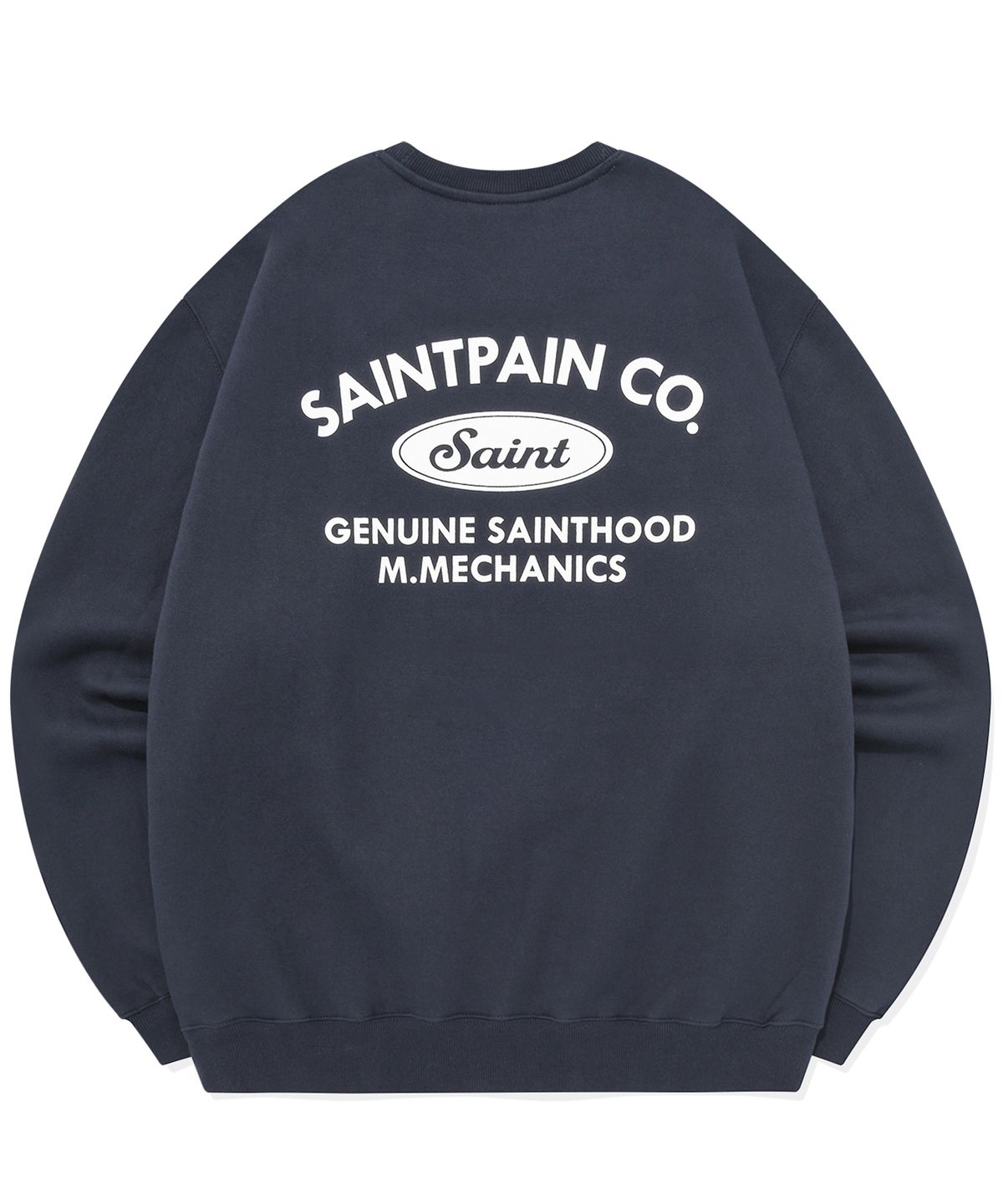 세인트페인(SAINTPAIN) SP 세인트 엘립스 로고 크루넥-네이비
