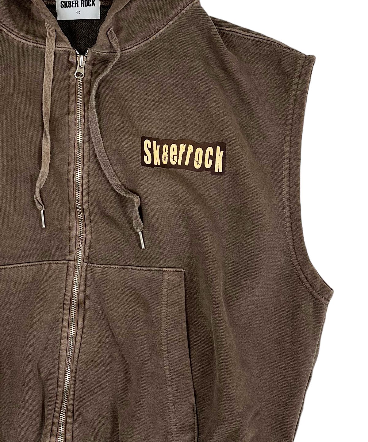스케이터락(SK8ER ROCK) Pigment Hood Zip-up Vest Stone Brown