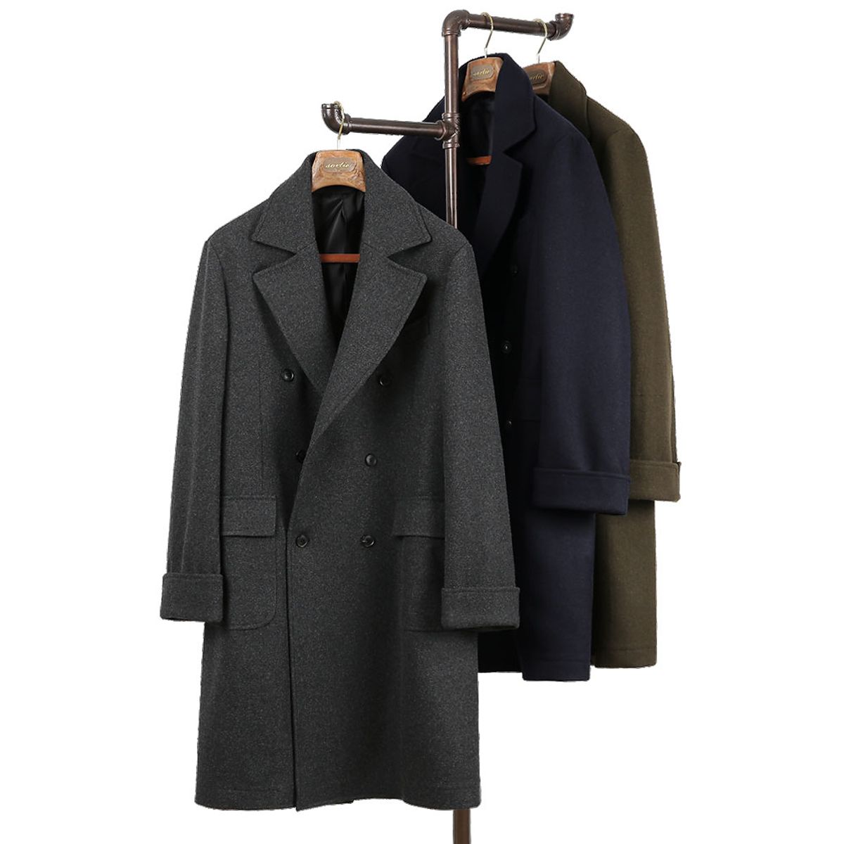 솔티(SORTIE) Bonheur Wool Polo Coat (Charcoal)