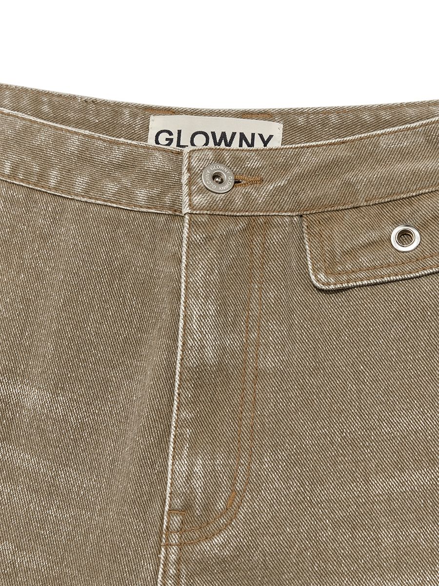 ★GLOWNY★BONES DENIM PANTS (KHAKI BROWN)★正規品/直送料込 GLOWNY Bones Denim Pants - Khaki Brown | International Store