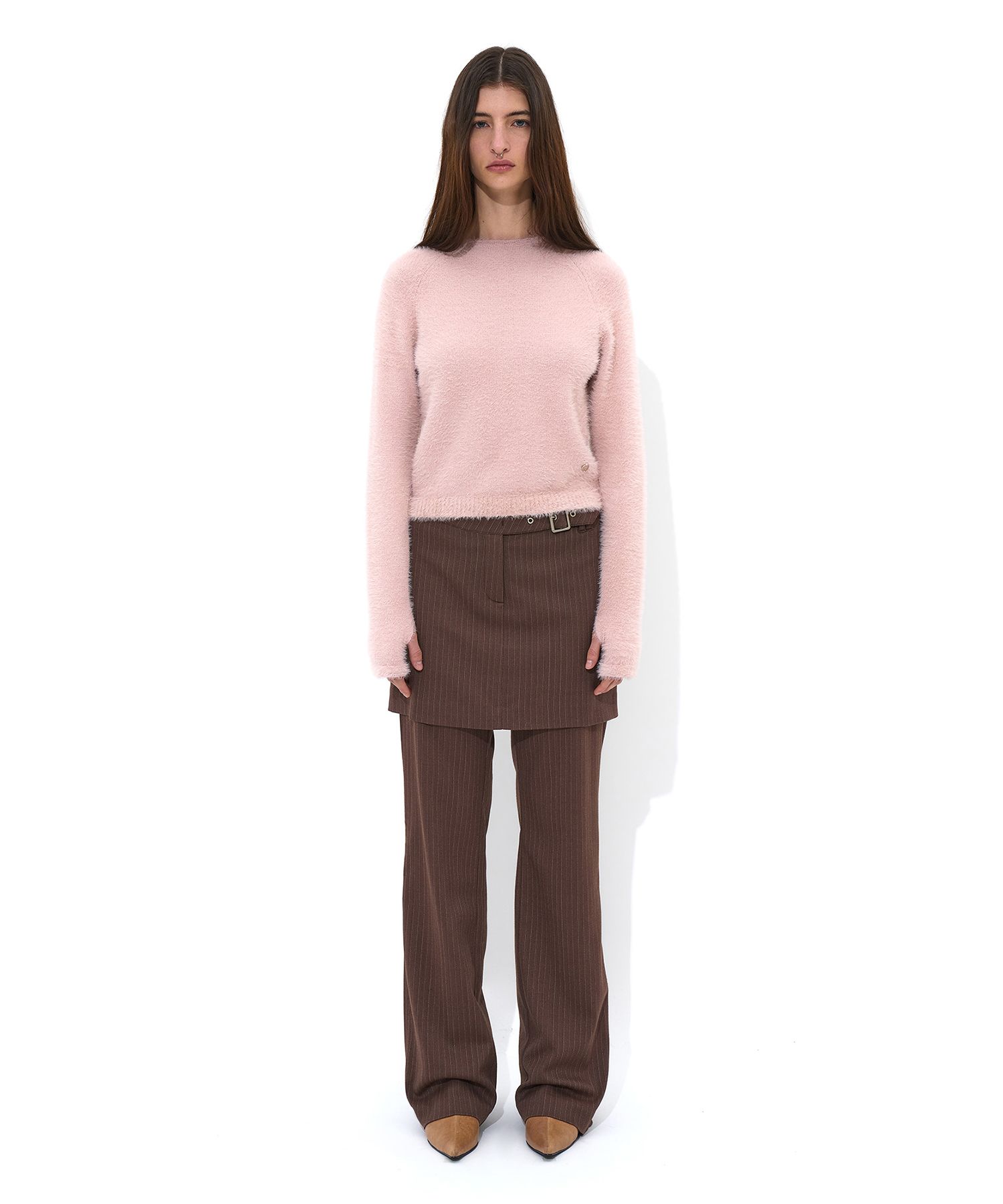 【BOHEMIAN SEOUL】FLARE LAYERED SKIRT PANTS Wrap Skirt Layered Pants CN329 - Korean Women's Fashion | LEWKIN