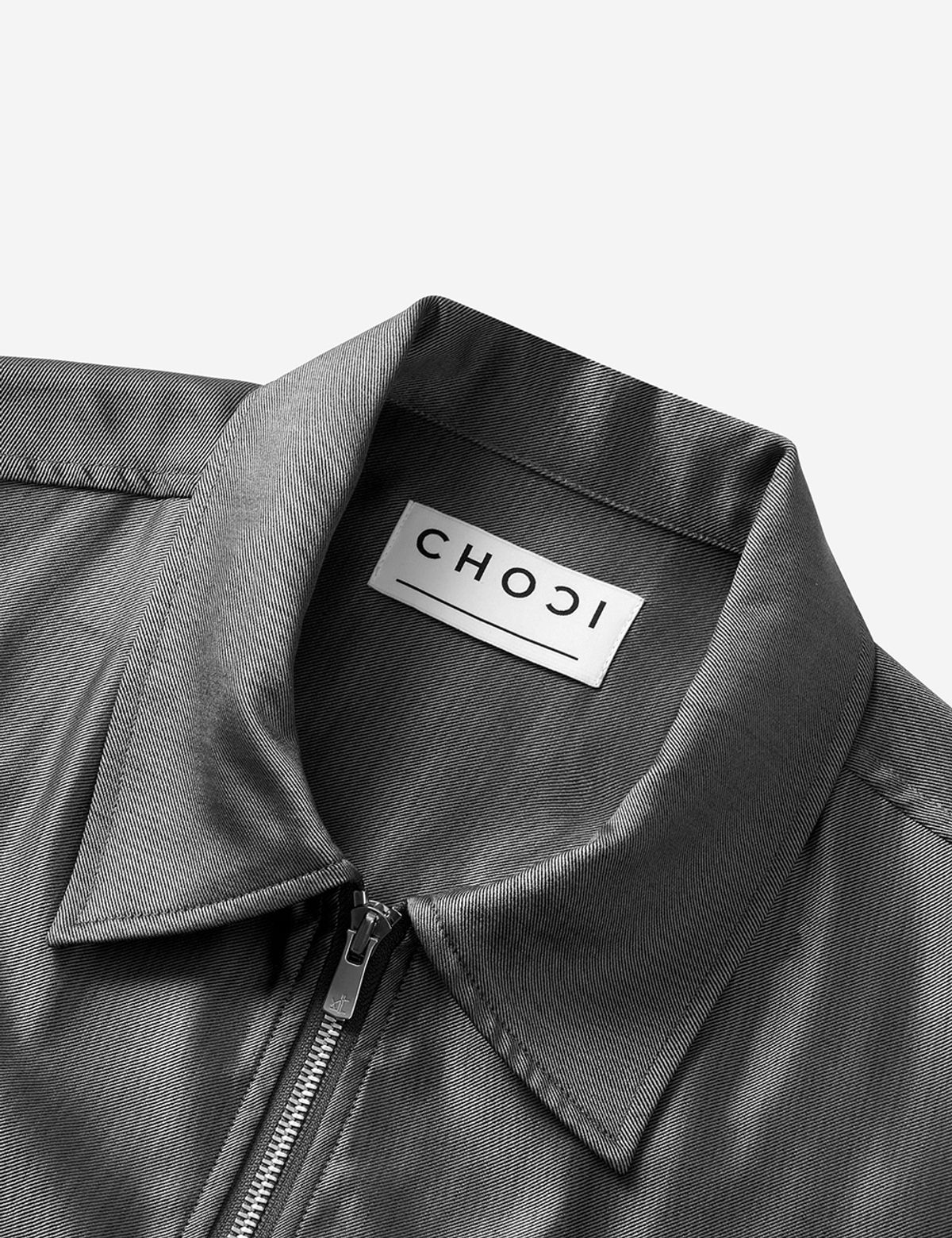 초시(CHOCI) 다크그레이 울실크 지퍼 셔츠