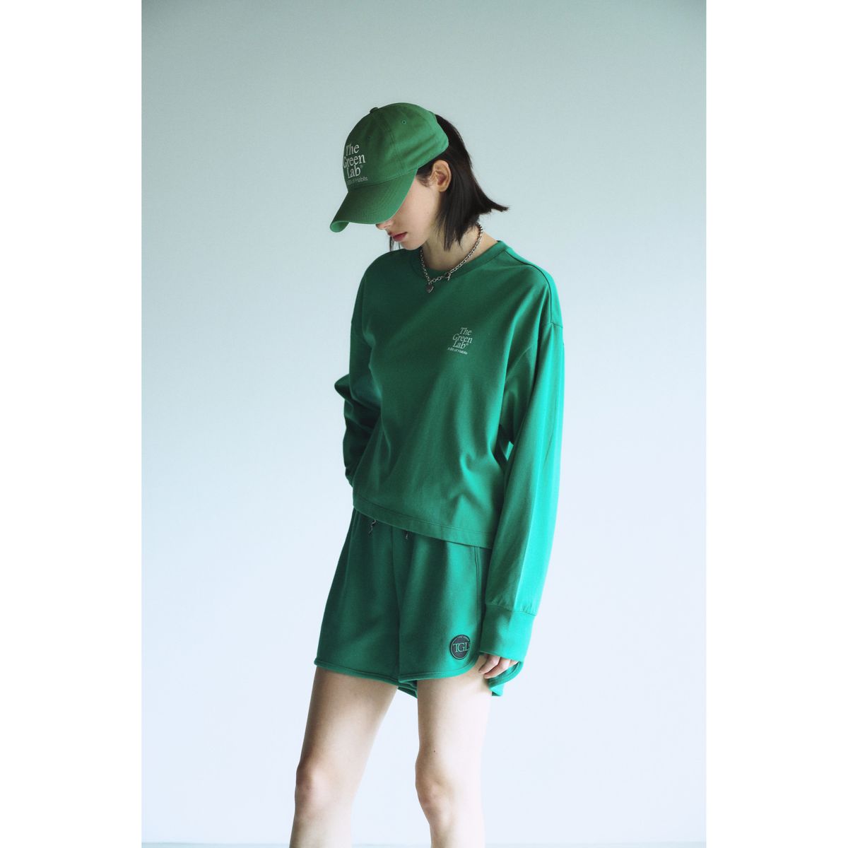 더그린랩(THE GREEN LAB) 에센셜 크롭 긴팔티 [그린]