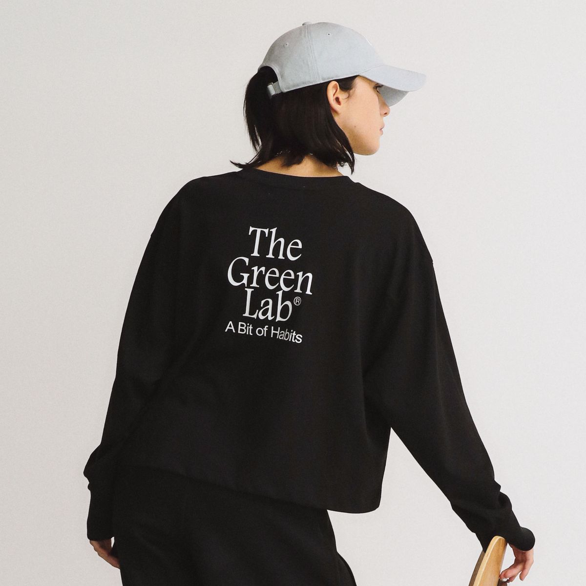 더그린랩(THE GREEN LAB) 에센셜 크롭 긴팔티 [블랙]