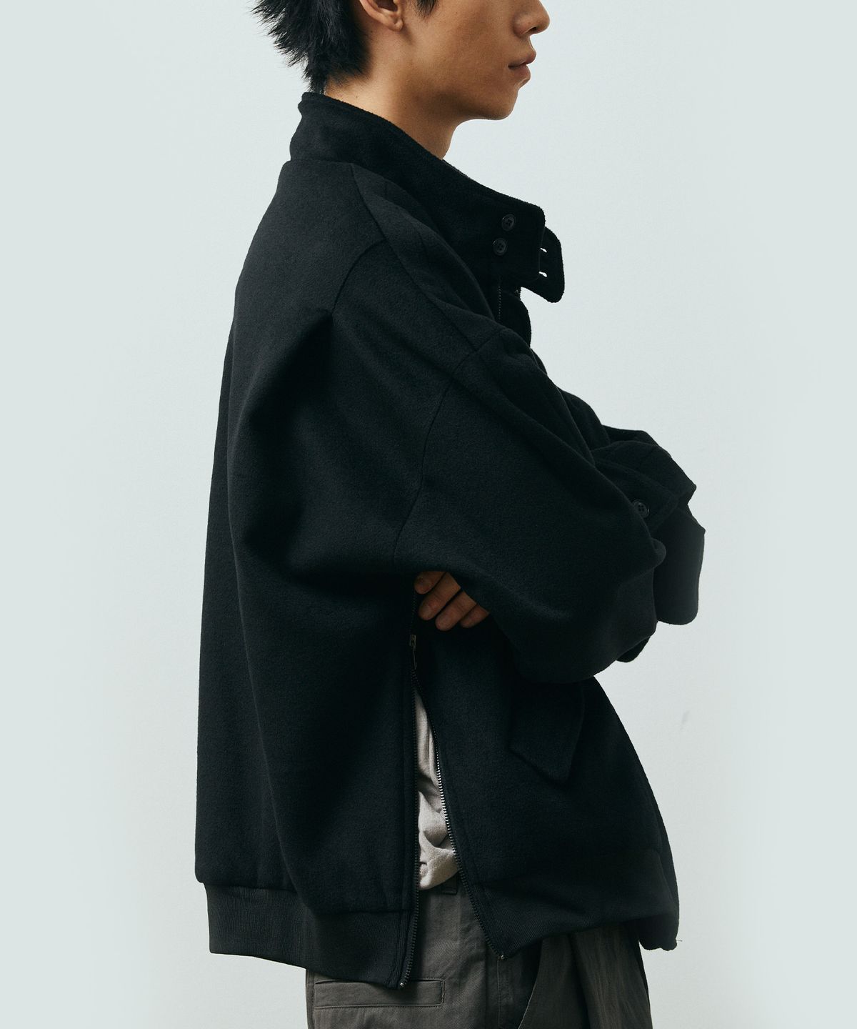 퍼블릭피겨(PUBLICFIGURE) 울 블랜드 헤링턴 자켓_블랙