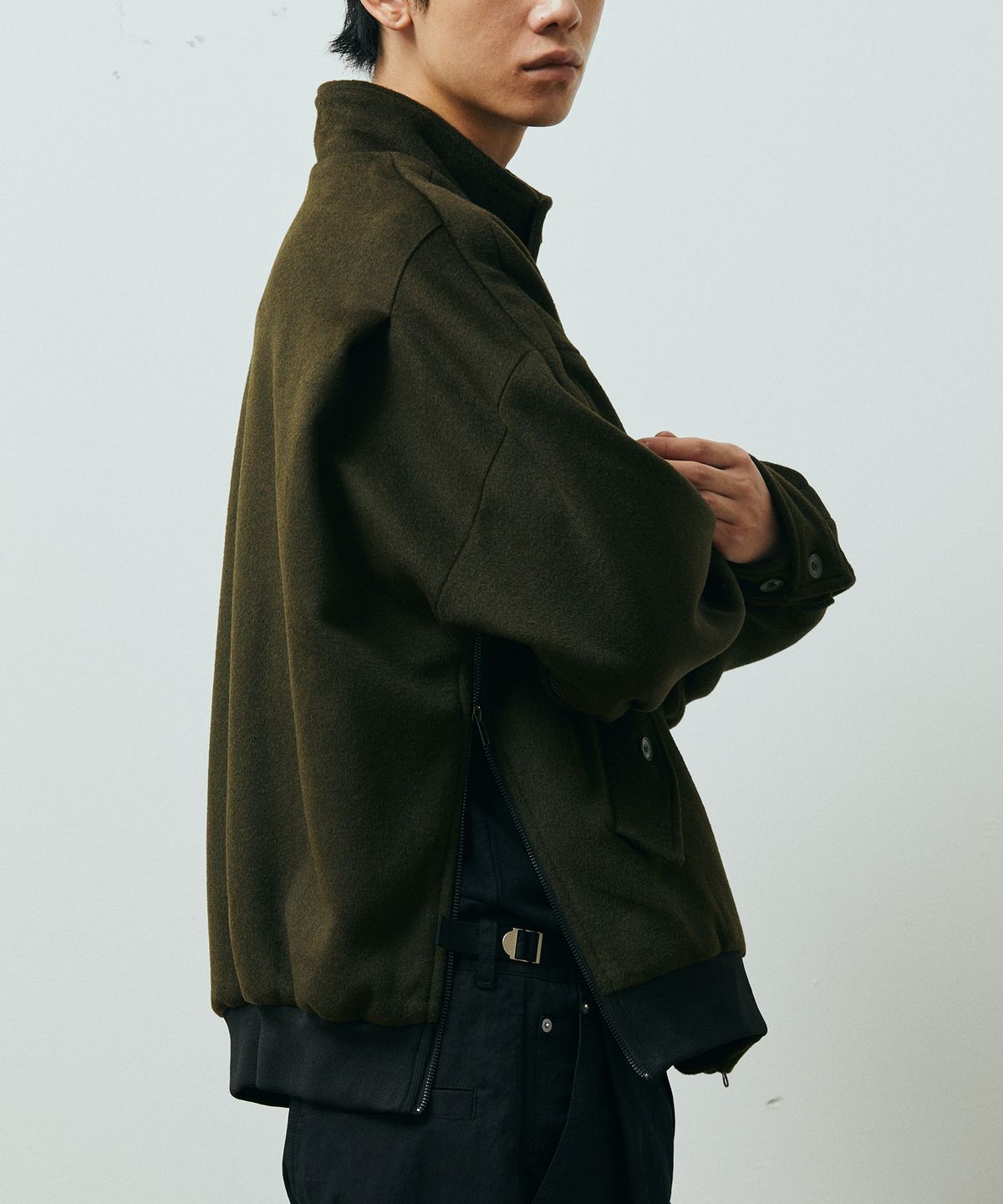 퍼블릭피겨(PUBLICFIGURE) 울 블랜드 헤링턴 자켓_카키