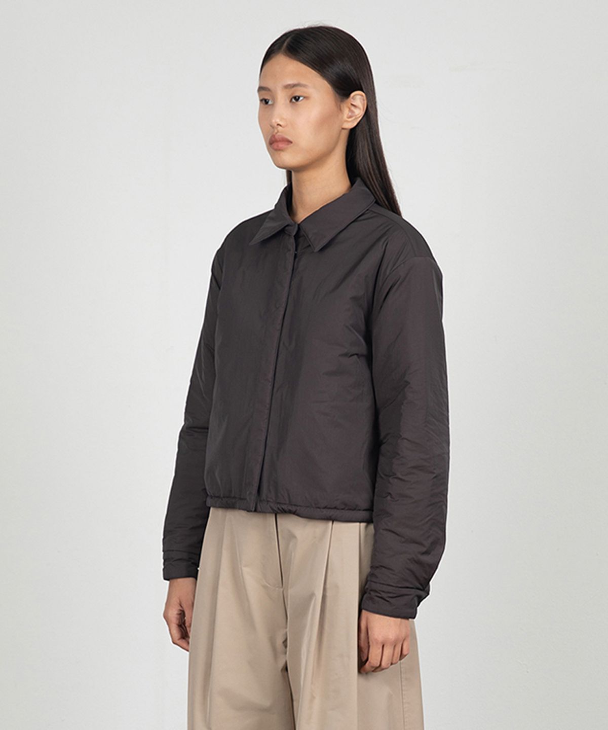 아모멘토(AMOMENTO) STRIPE REVERSIBLE PADDED SHIRT_BROWN