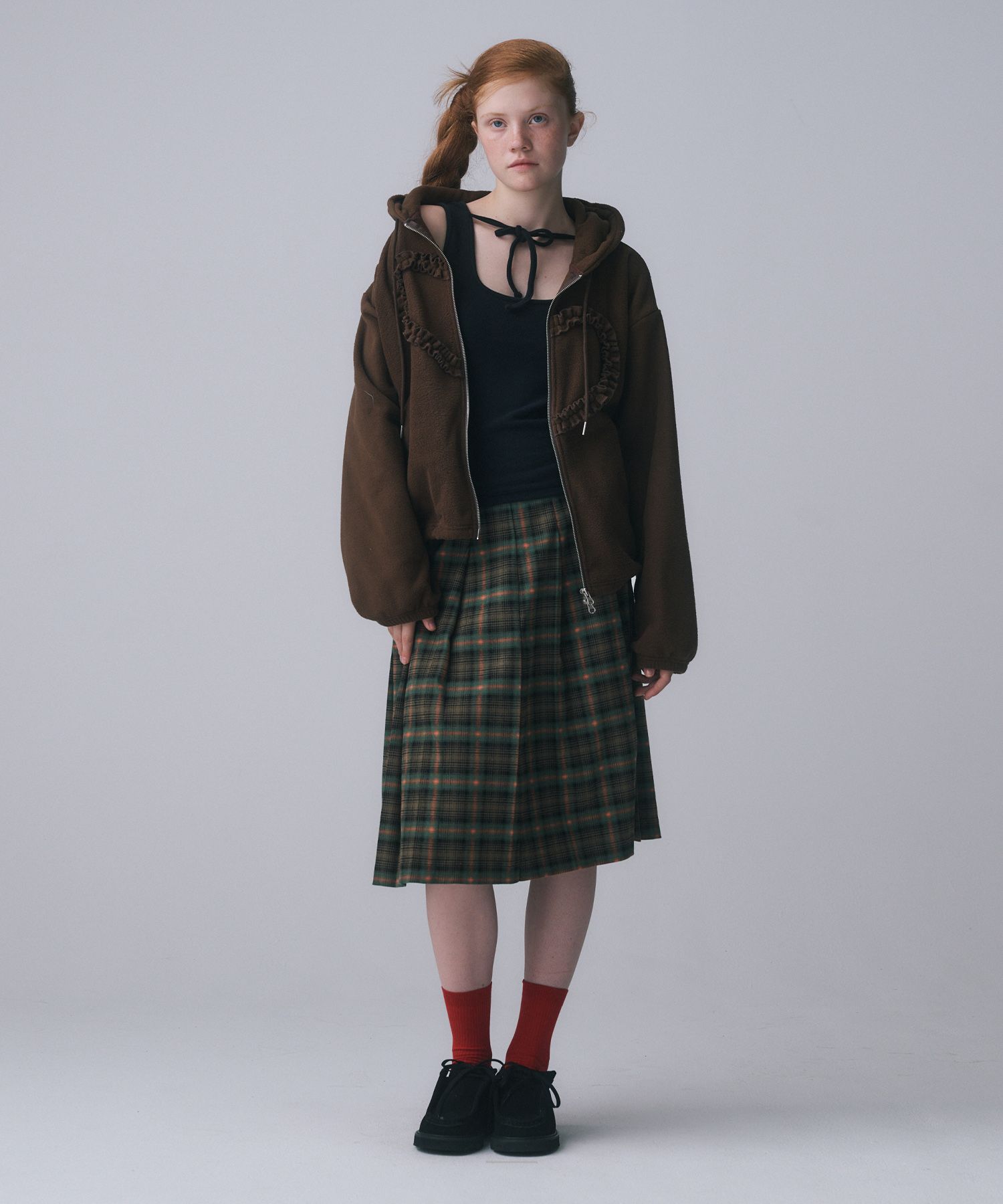 MUSINSA公式 | FUNFROMFUN FRILL HEART HOODIE, BEIGE