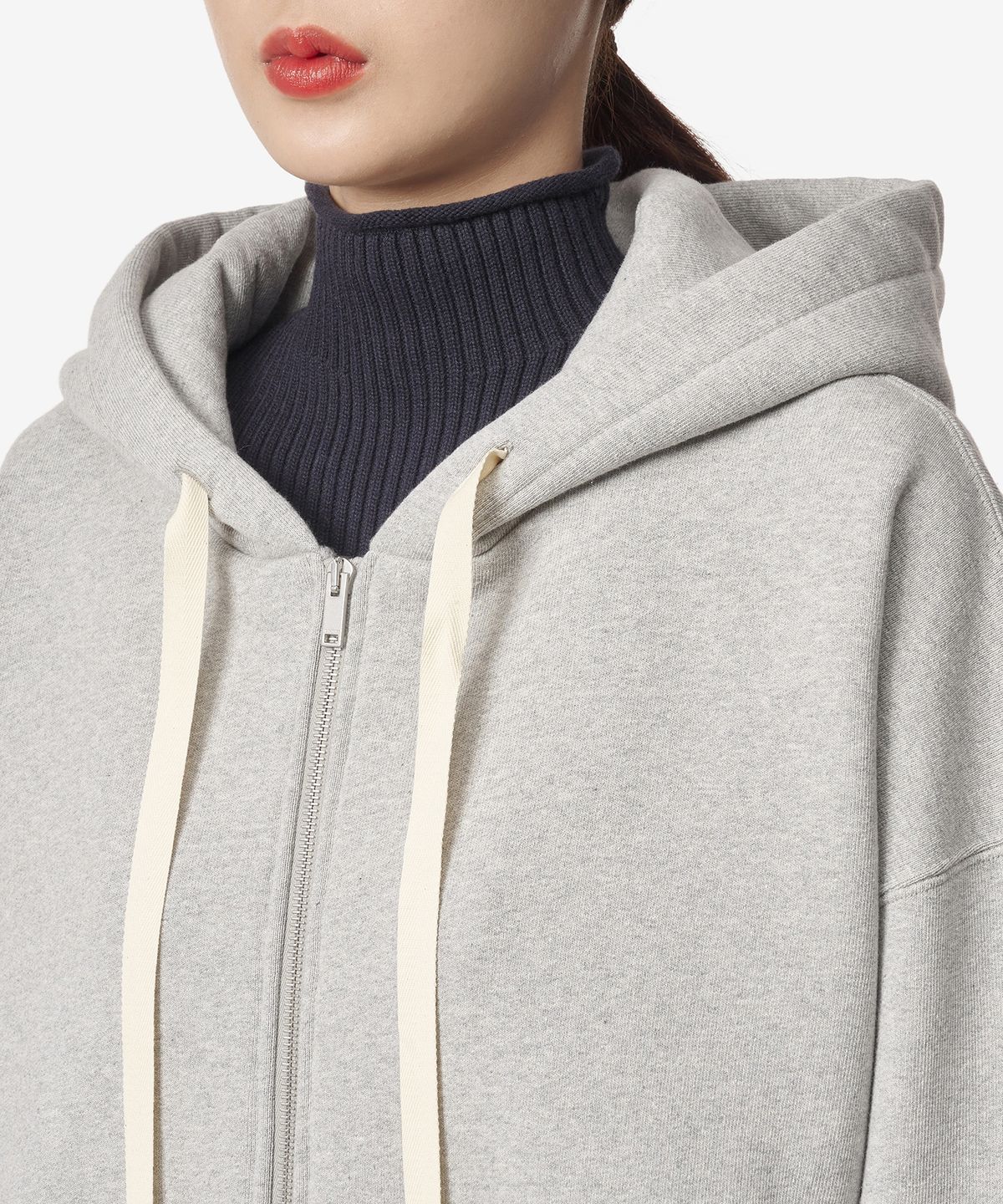 질 샌더(JIL SANDER) 로고 집업 후드 - 파스텔 그레이 / J22HG0101J20015052