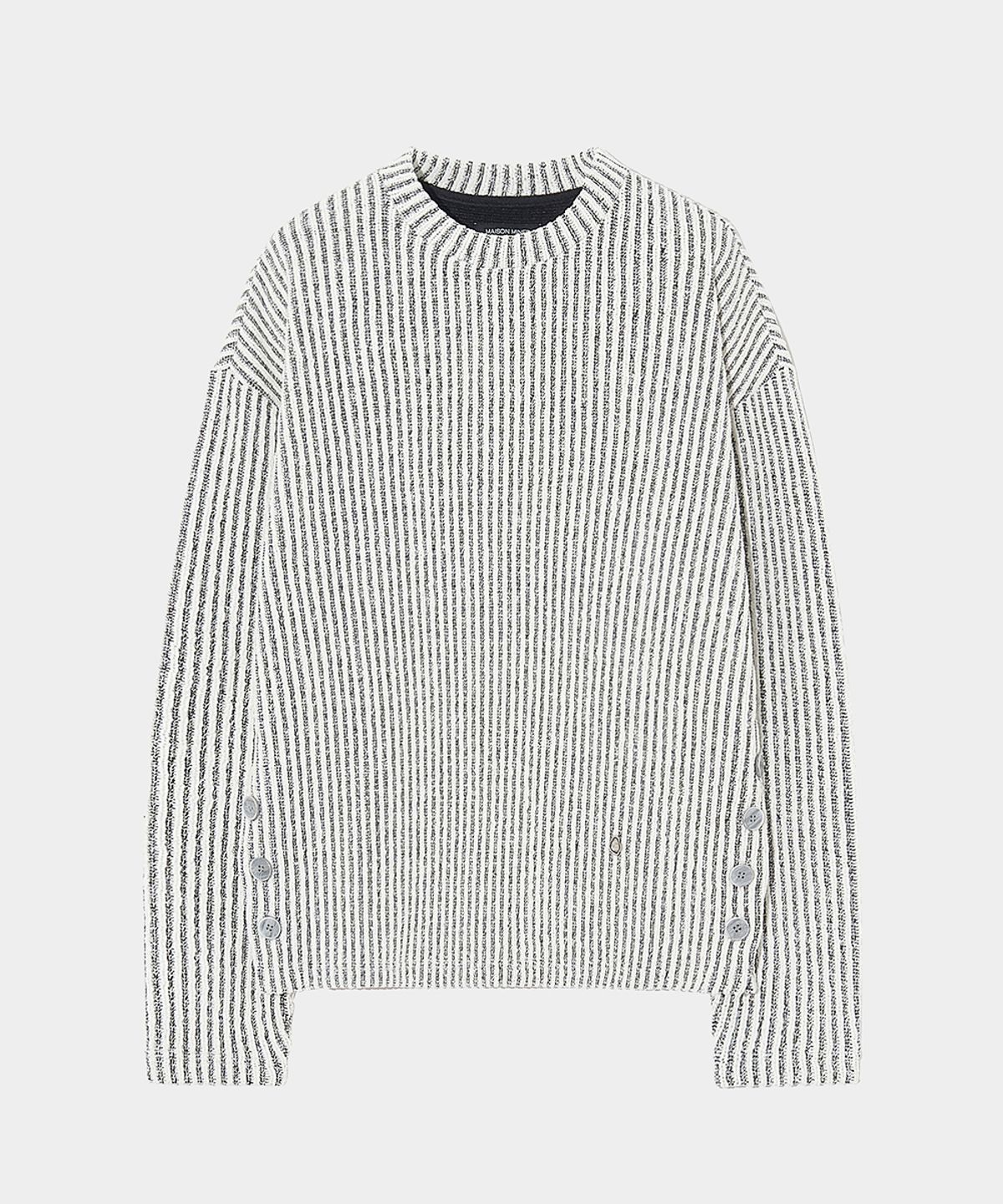 메종미네드(MAISON MINED) SIDE BUTTON BOUCLE KNIT WHITE
