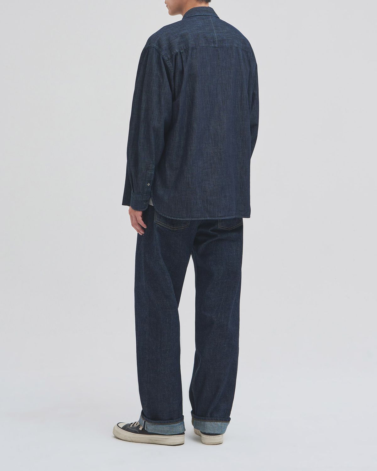 인더로우(INTHERAW) WASHED DENIM SHIRT - BLUE BLACK