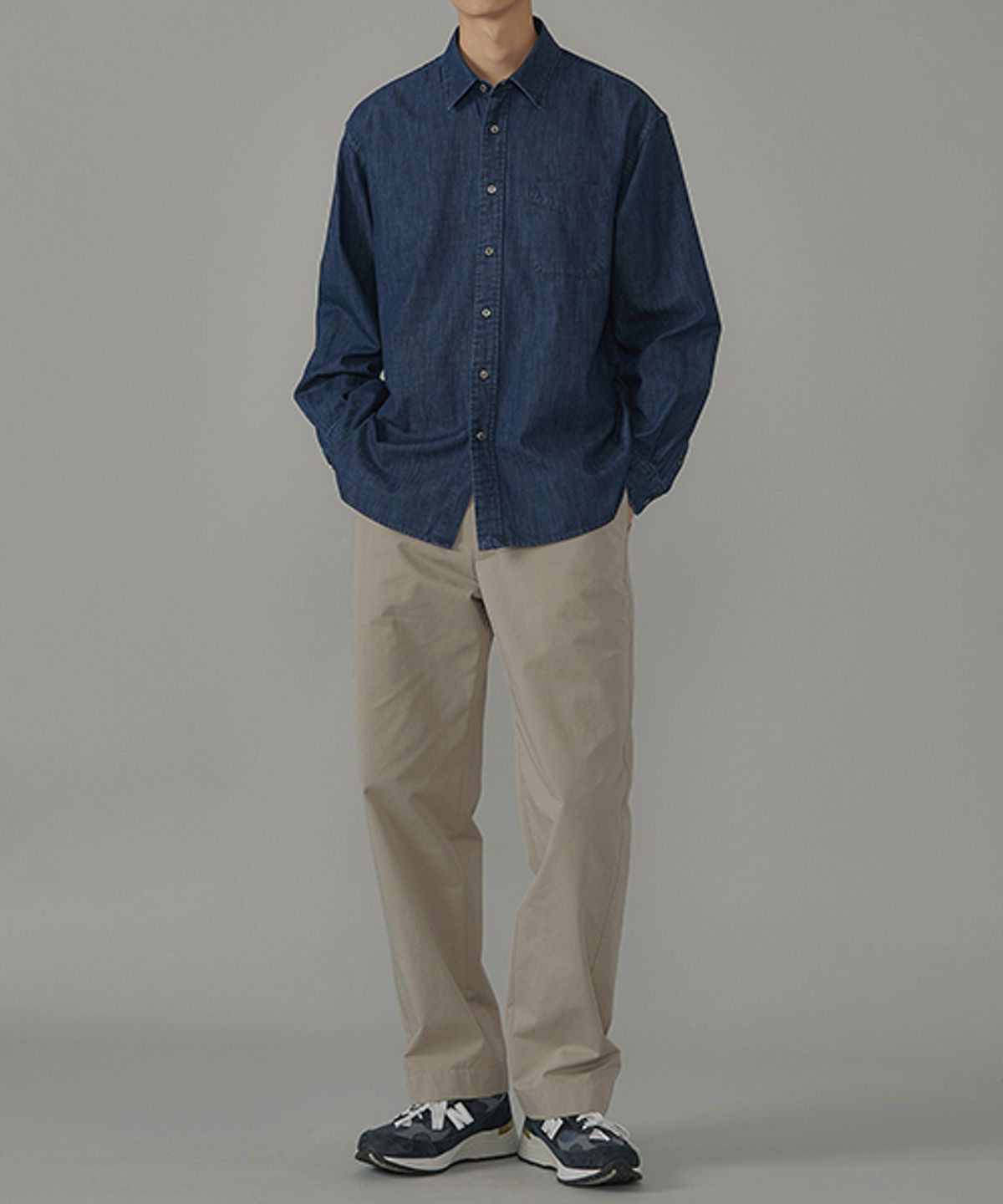 인더로우(INTHERAW) WASHED DENIM SHIRT - INDIGO BLUE