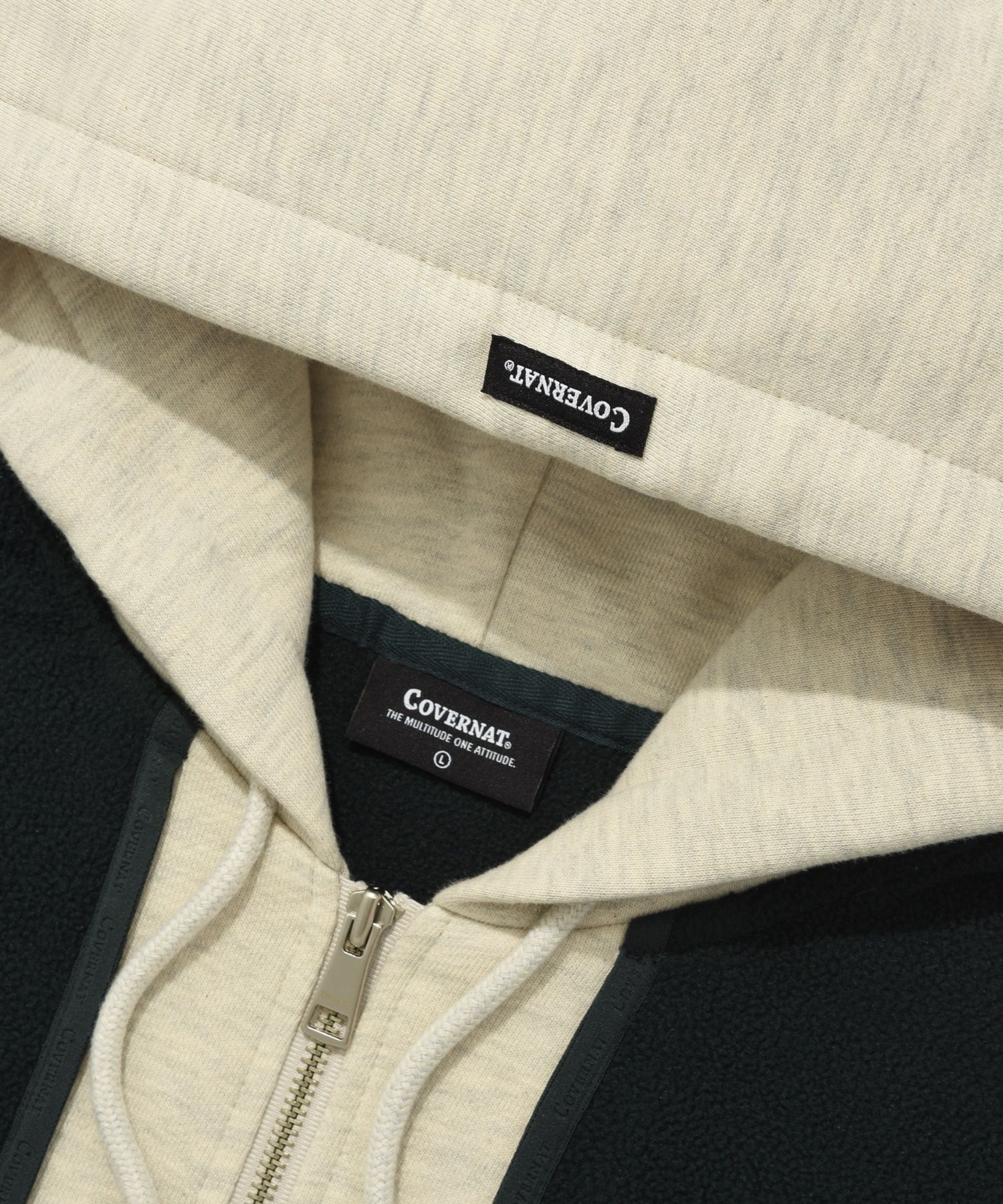 [COVERNAT]★LAYERED FLEECE HOODIE ZIP-UP JACKET MUSINSA | COVERNAT Layered fleece hoodie zip-up jacket green