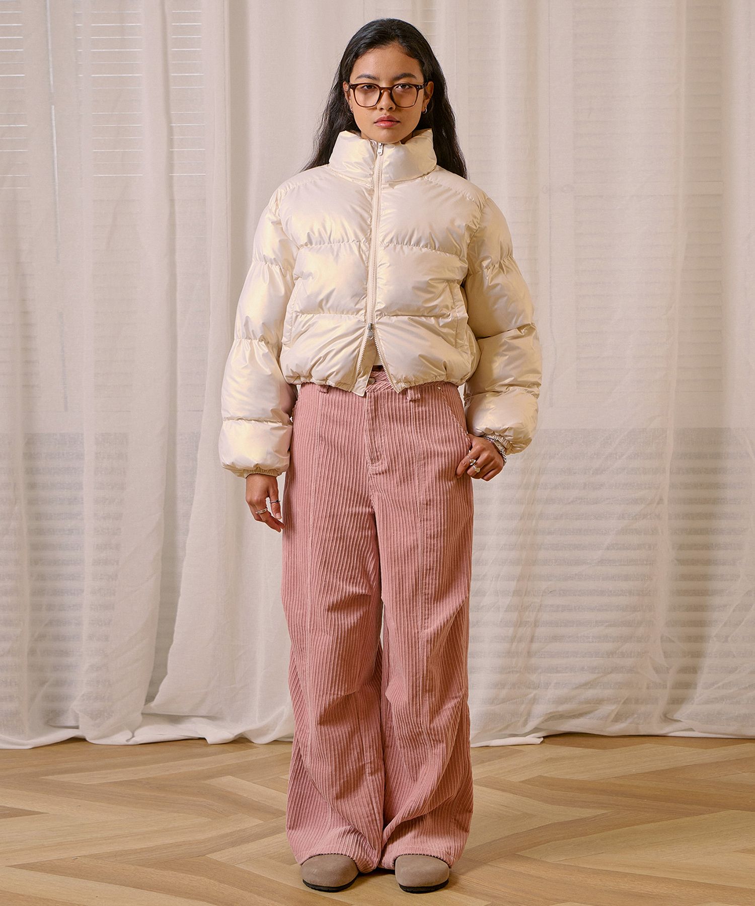 BITTER CELLS★韓国大人気 Glossy Crop Puffer Jacket Glossy Crop Puffer Jacket-Black - 비터셀즈(bittercells)