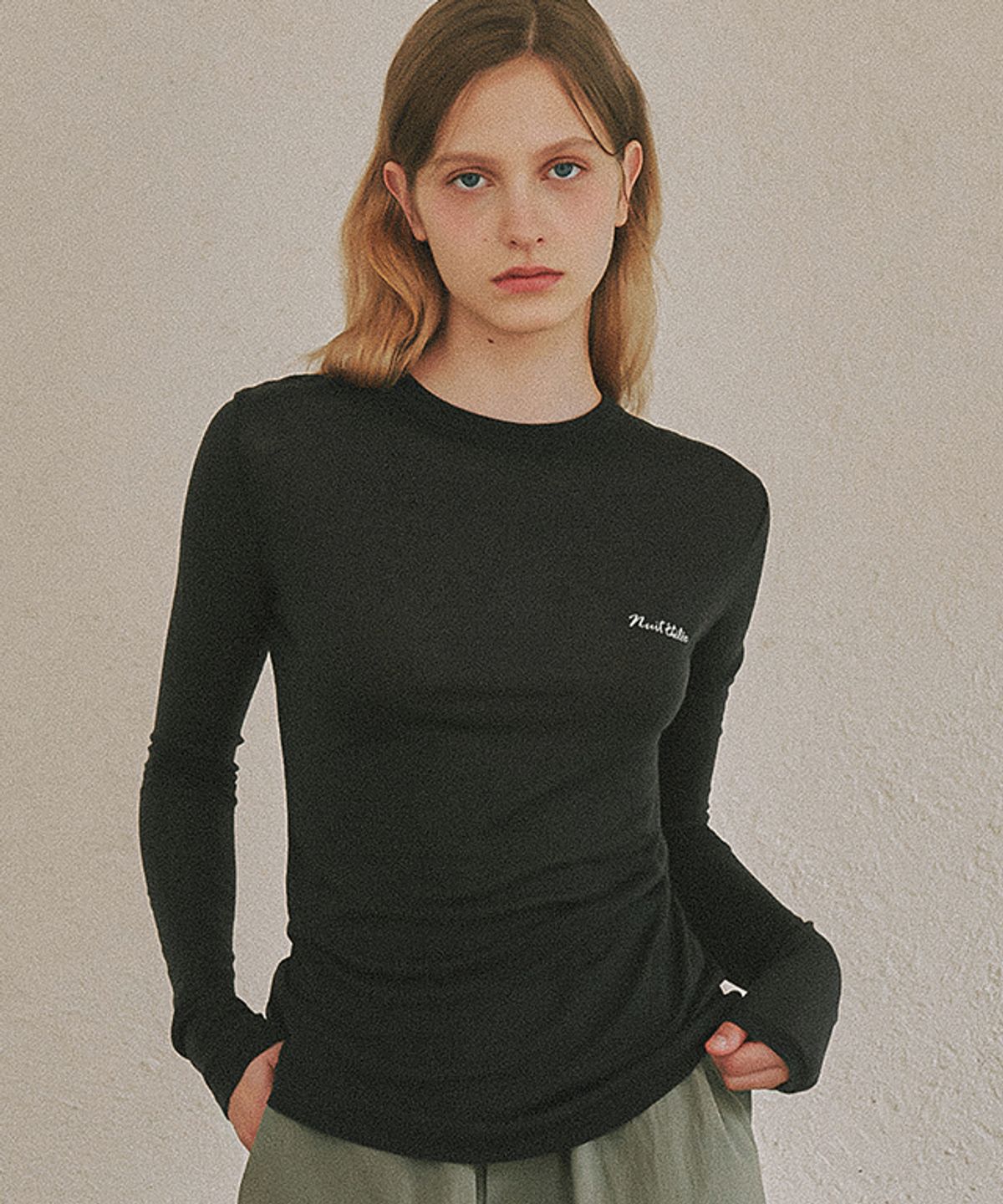 론론(RONRON) NUIT FLAT LONG SLEEVE BLACK