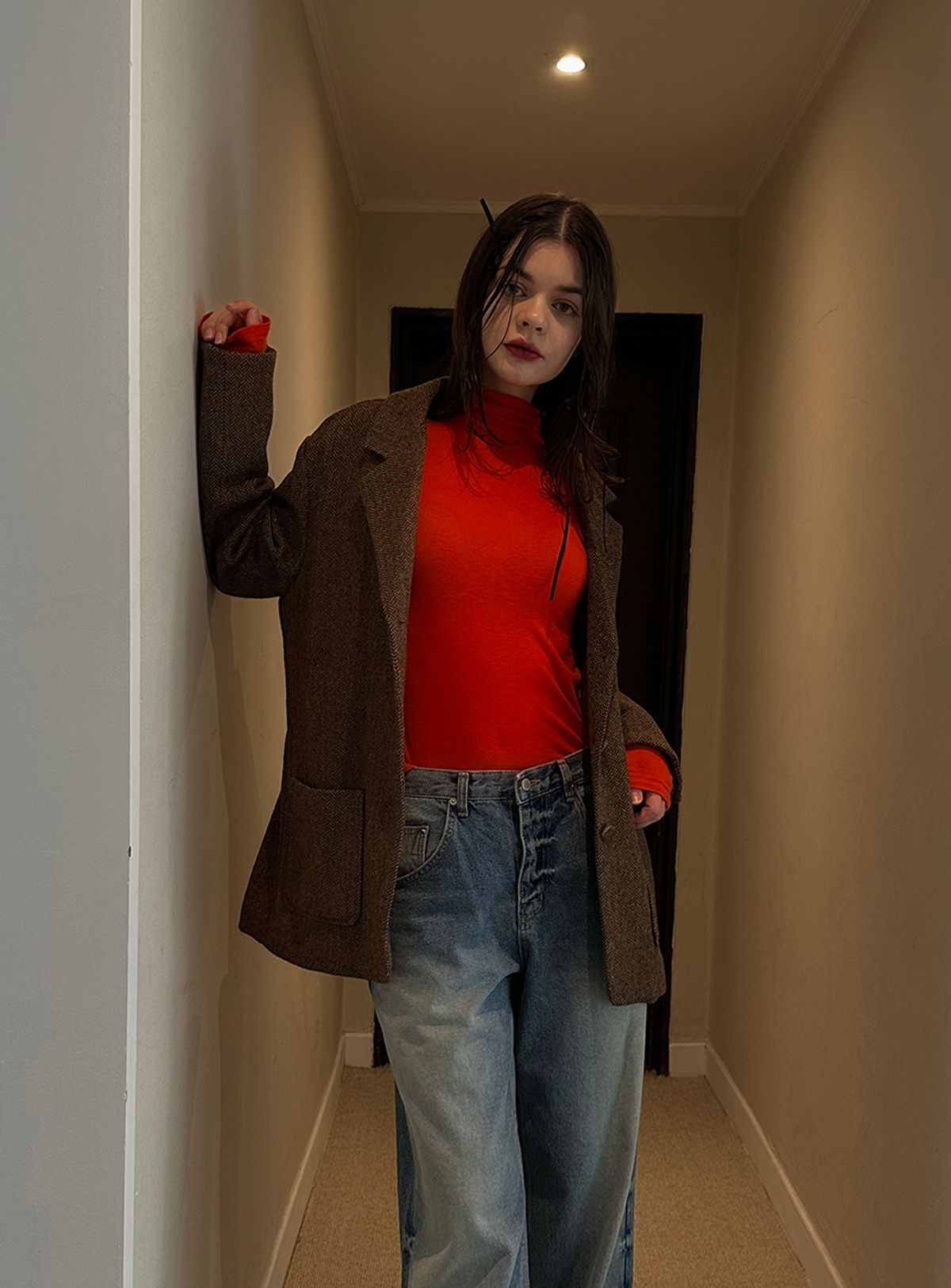 바이브린(VIBEREEN) 램스울 핫 레드 터틀 티셔츠