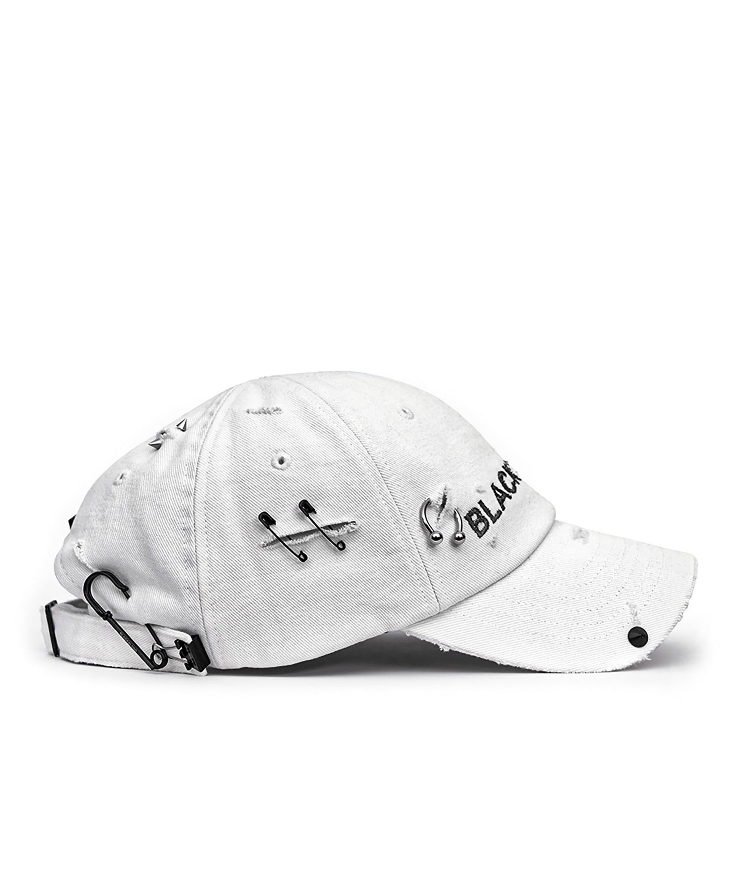 MUSINSA | BLACKBLOND Vivid Ript Piercing Custom Denim Cap