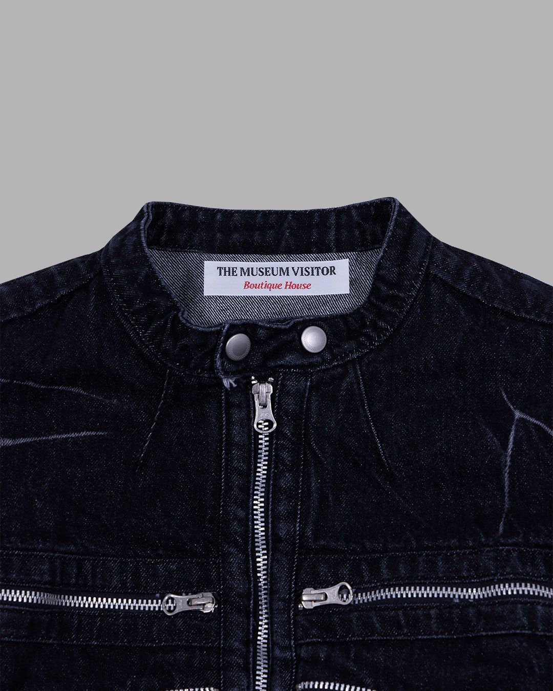 【THE MUSEUM VISITOR】ZIPPER JEAN (BLACK) MUSINSA公式 | THE MUSEUM VISITOR DENIM ZIPPER BIKER JACKET
