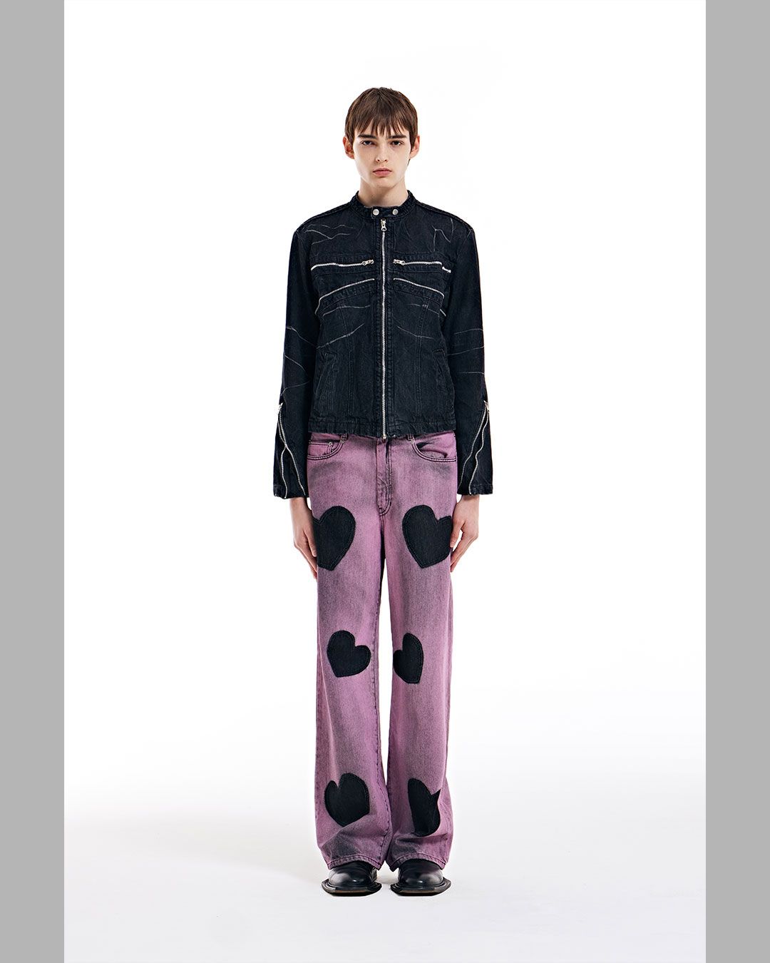 MUSINSA公式 | THE MUSEUM VISITOR DENIM ZIPPER BIKER JACKET