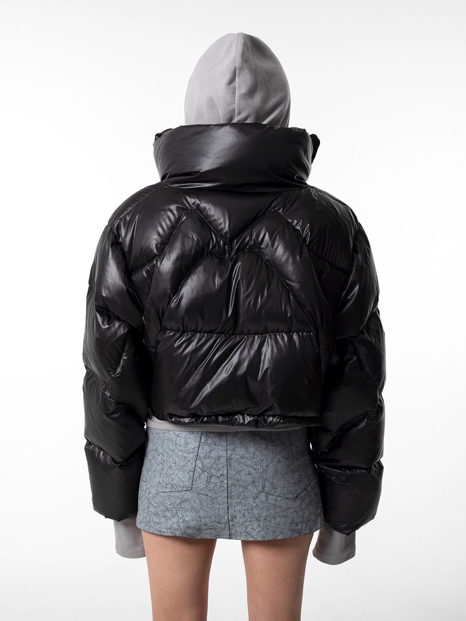 ■韓国:限定品■[LEEY]EMBROIDERED CROP PUFFER JACKET BLACK MUSINSA | L.E.E.Y EMBROIDERED CROP PUFFER JACKET BLACK