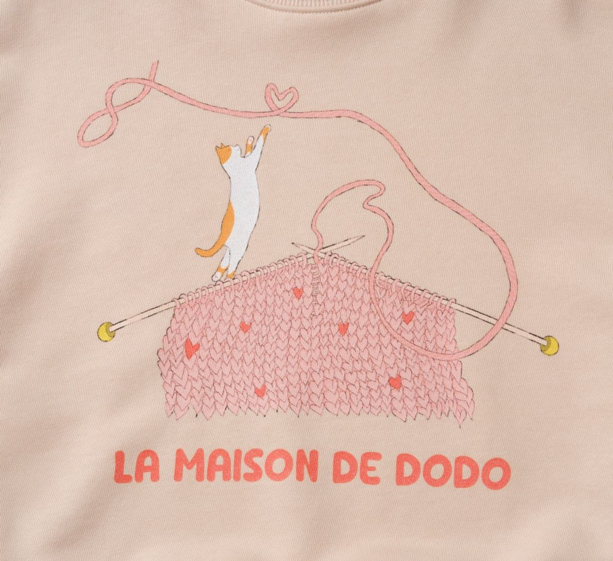 라메종드도도(LA MAISON DE DODO) SImply Dodo Sweatshirt with Knitting Kitten (Champagne Pink)_ 맨투맨