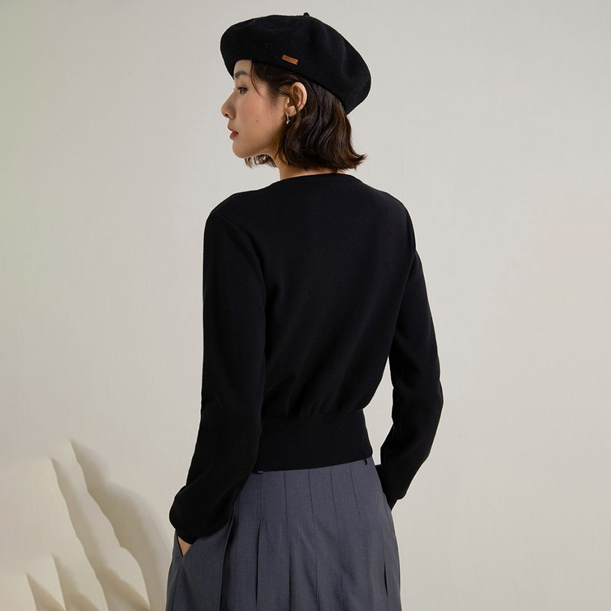 랭썬(LANGSON) LS_Crewneck cardigan jacket_BLACK
