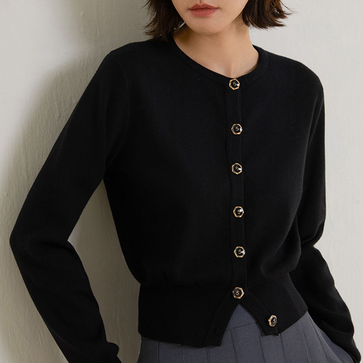랭썬(LANGSON) LS_Crewneck cardigan jacket_BLACK