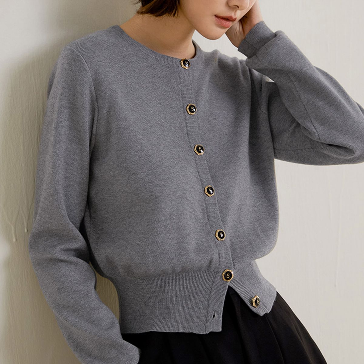 랭썬(LANGSON) LS_Crewneck cardigan jacket_GRAY
