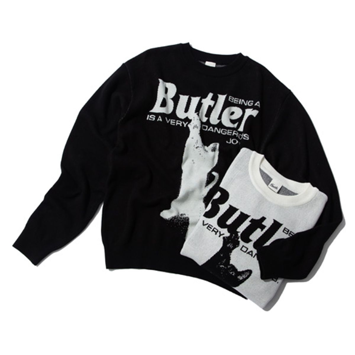 크루치(KRUCHI) CAT BUTLER Knit Sweater (WHITE)