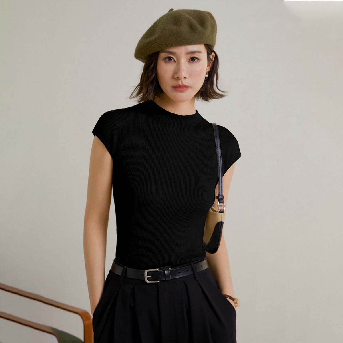 랭썬(LANGSON) LS_Half neck sweater_BLACK
