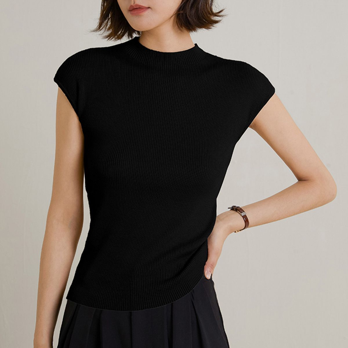랭썬(LANGSON) LS_Half neck sweater_BLACK