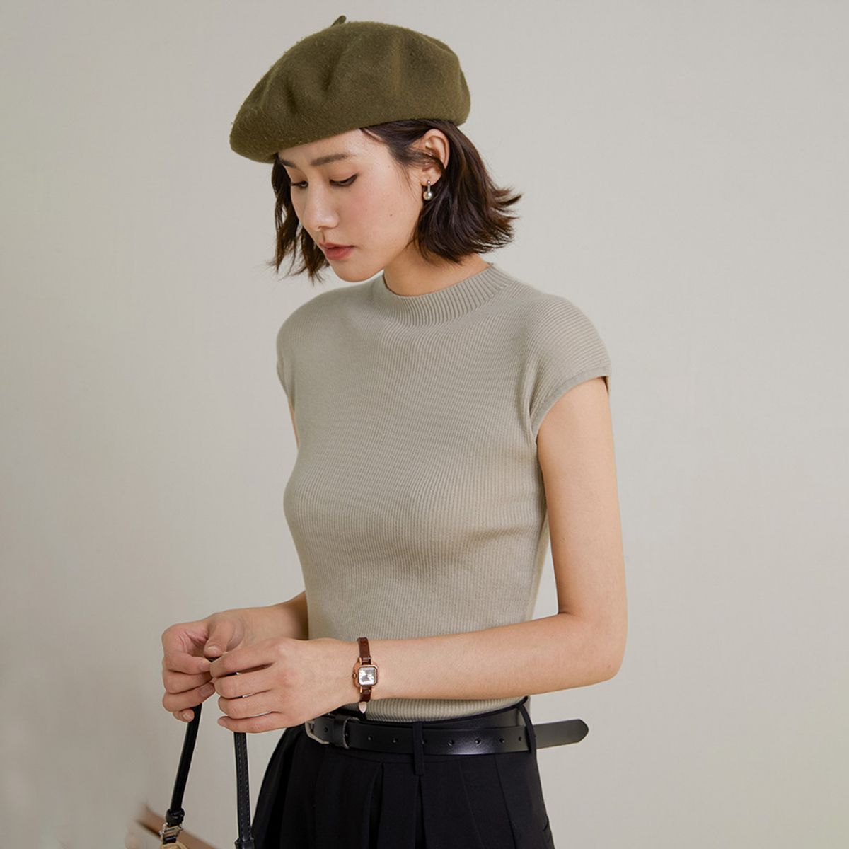 랭썬(LANGSON) LS_Half neck sweater_LIGHT GRAY