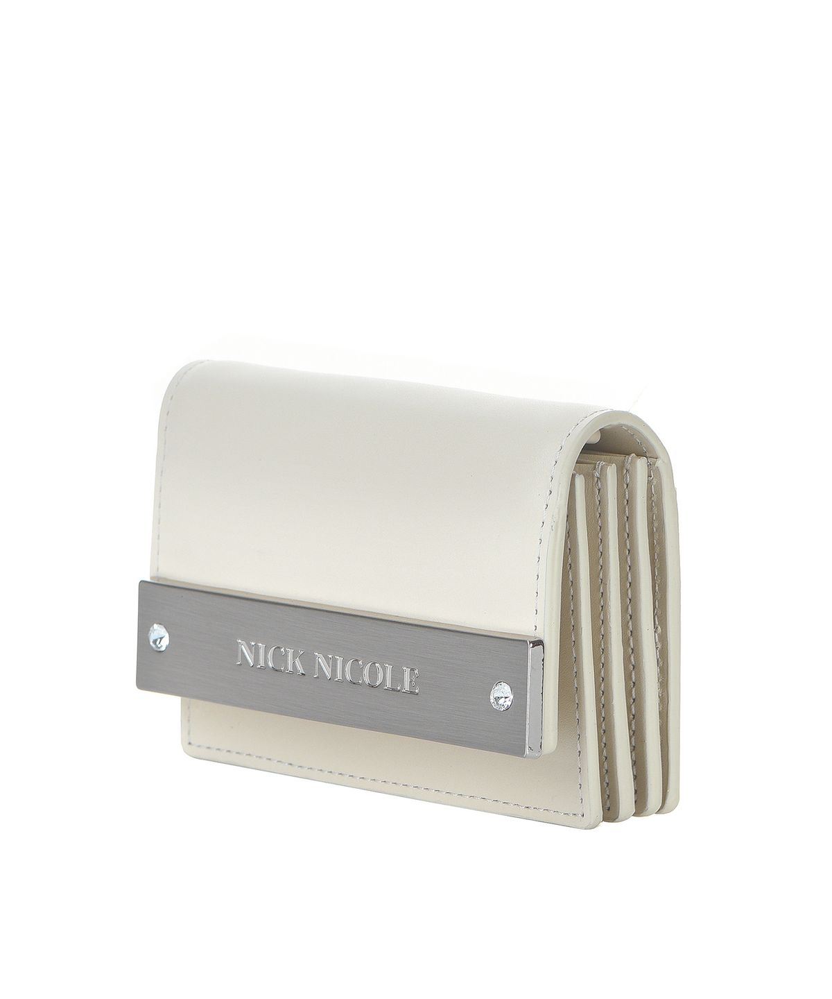 닉앤니콜(NICK&NICOLE) CRYSTAL ACCORDION WALLET_CREAM