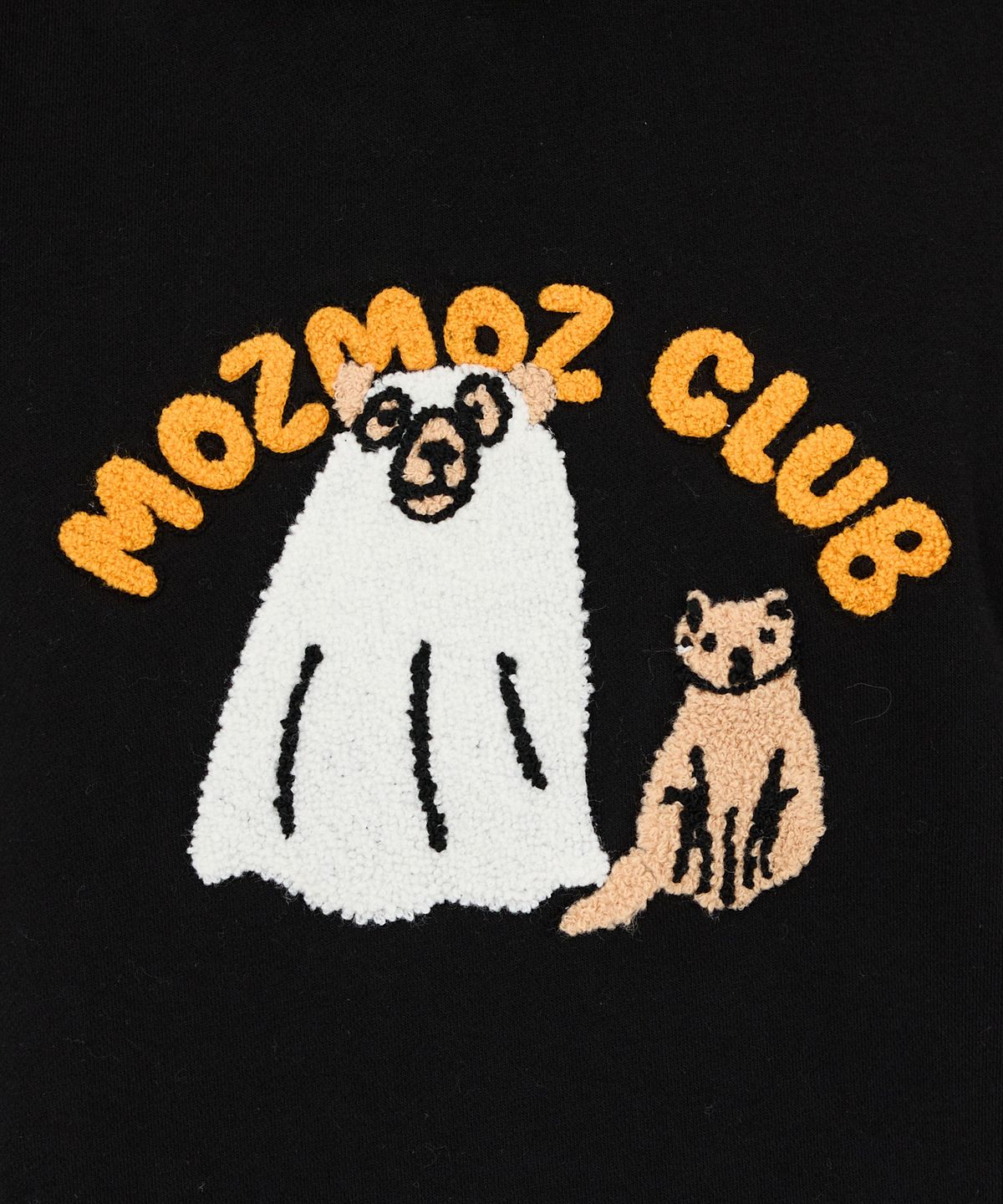 모즈모즈(MOZMOZ) 부클자수 인비저블퍼피 오버핏 기모후드 블랙