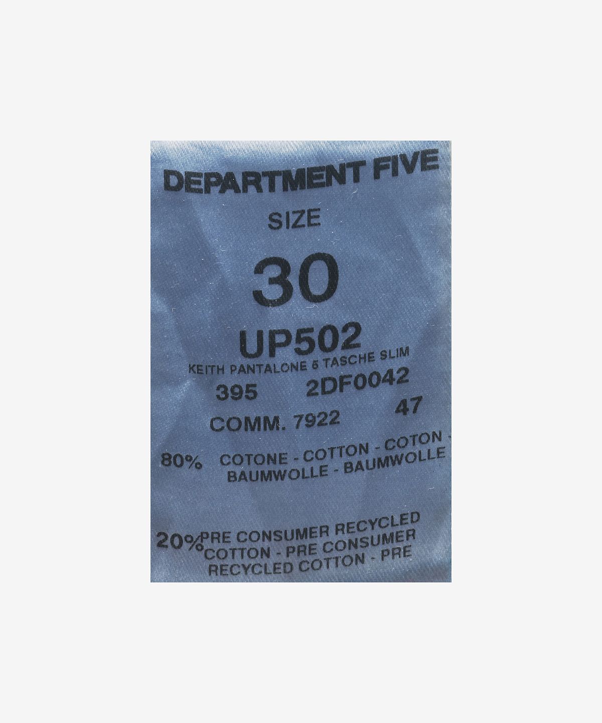 디파트먼트 파이브(DEPARTMENT FIVE) 슬림 키이스 데님 팬츠 - 블루 / UP5022DF0042812
